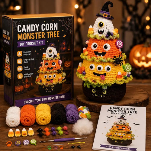 🎃Halloween Tree DIY Crochet Kit | All-In-One Kit for a Layered 7-Inch Spooky Tabletop Decoration 🧶👻✨