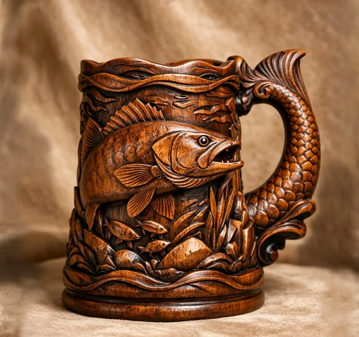🐯 3D Carved Animal Wooden Texture Beer Mug | Vintage Resin Sculpted Wildlife Drinking Cup