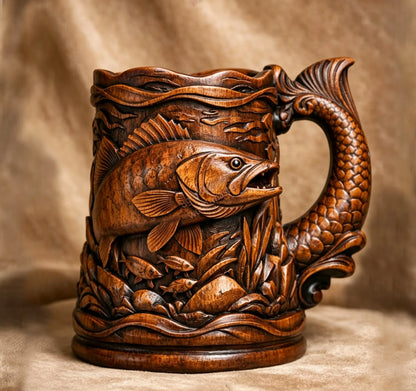 🐯 3D Carved Animal Wooden Texture Beer Mug | Vintage Resin Sculpted Wildlife Drinking Cup