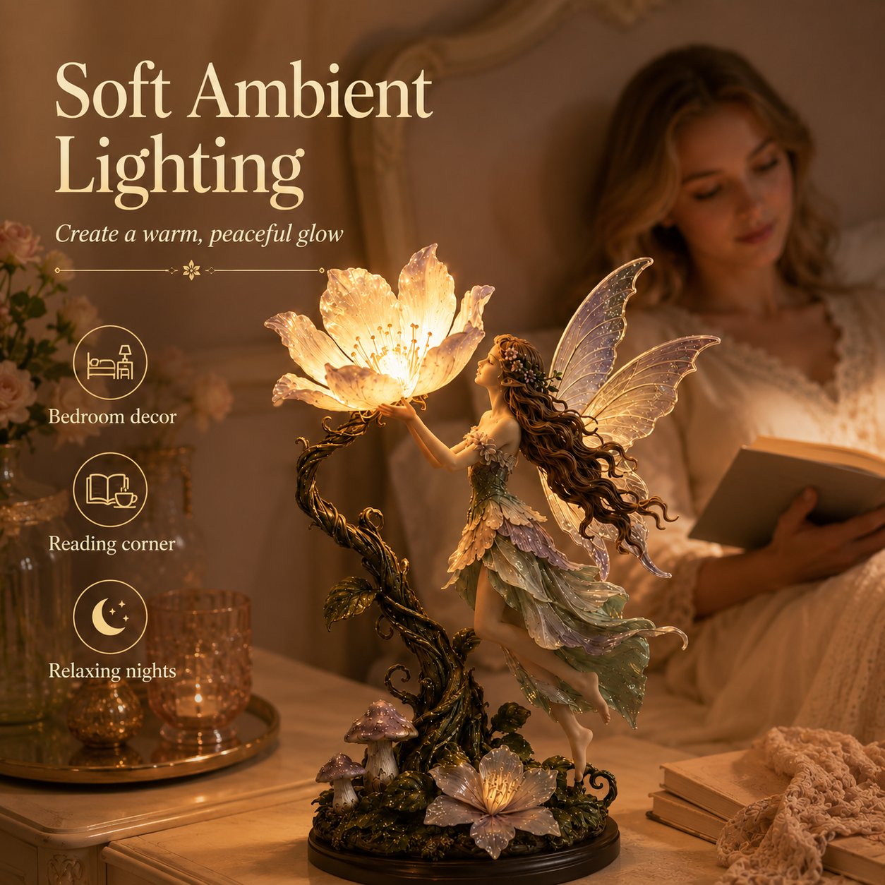 🌙 ✨ Fairy Flower Night Light – Modern Decorative LED Lamp For Cozy Home Space