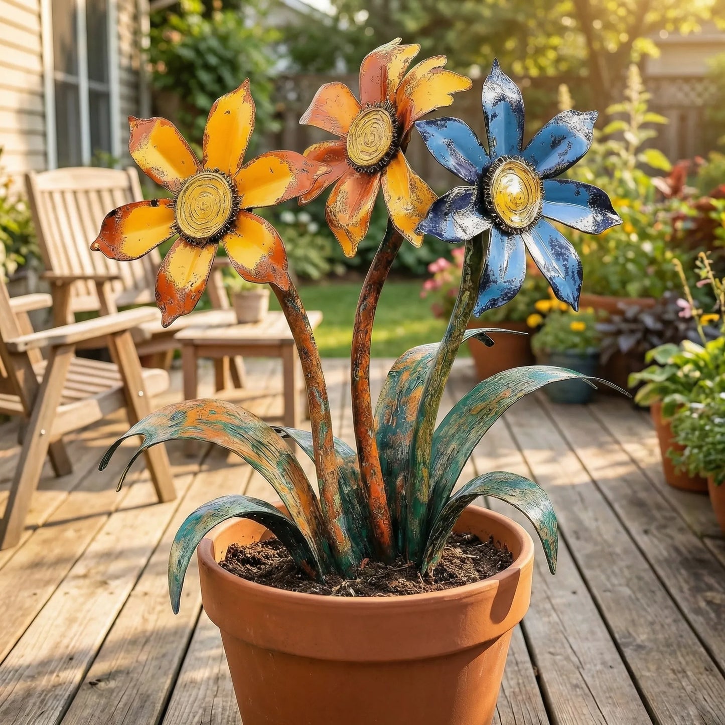 🌼2026 Mother's Day Gifts 50% Off--💖🎁Handcrafted Rustic Metal Flower Garden Stakes