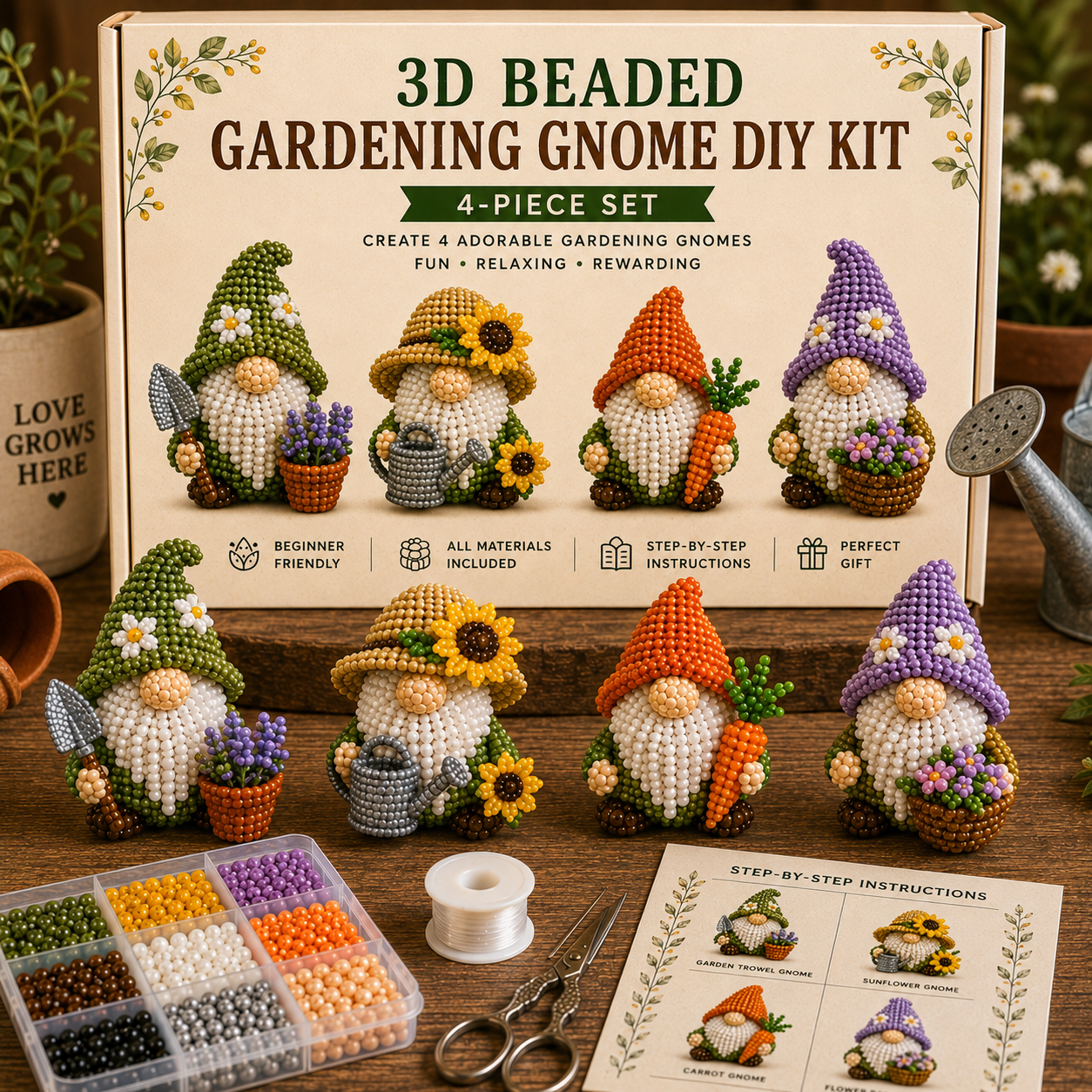 3D Beaded Gnome DIY Kit