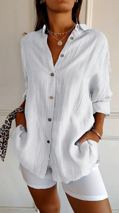 Single-breasted Pleated Lapel Shirt