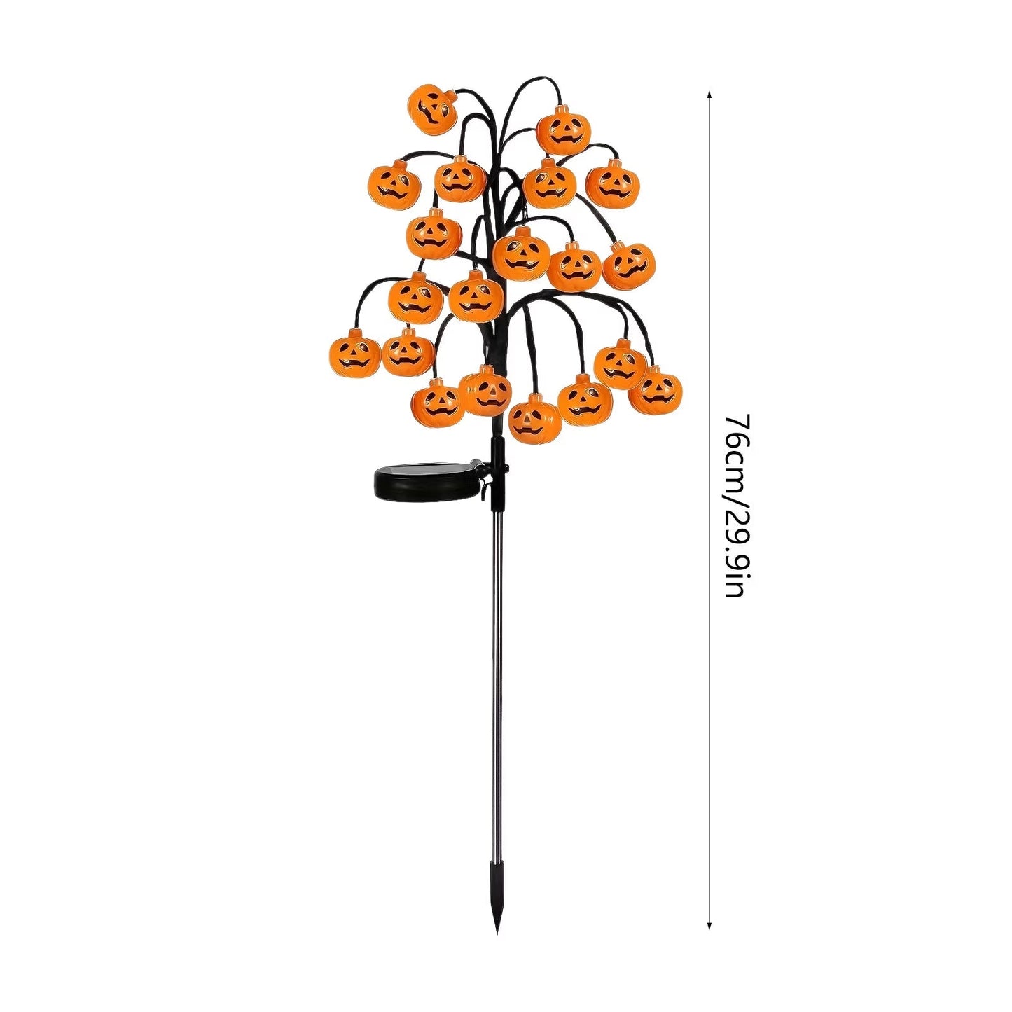 Solar Halloween Pumpkin Lights 20 Led Outdoor Waterproof Garden Pathway Decorations Orange Stainless Steel Stake Lights For Yard Patio Halloween Party Decor String Lights Orange