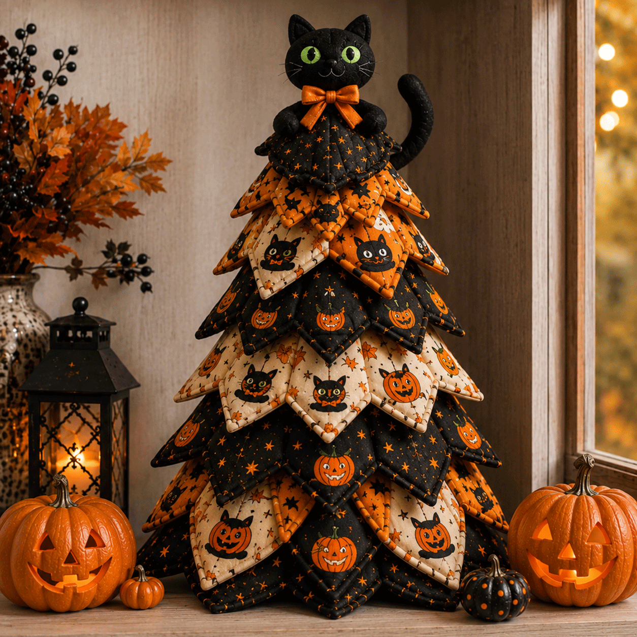 🎃DIY Halloween Quilted Fabric Tree Kit🧵(Must be assembled by hand)