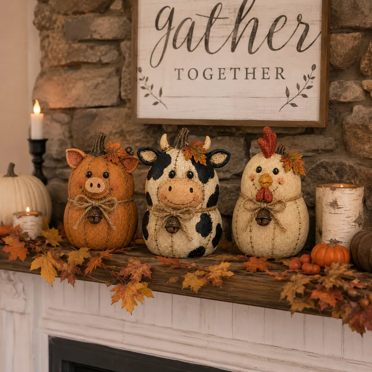 Rustic Farm Pumpkin Friends Decor Set