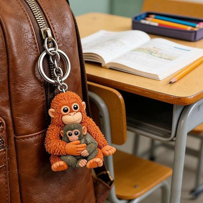 🐵💕Viral Punch Monkey Hugging Monkey Keychain - Emotional Gift for Animal Lovers, Family, Friends, Loved Ones🎁