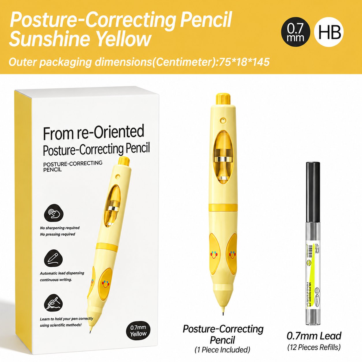 ✏️Ergonomic Writing Trainer Pen – Posture-Correcting Pencil with 12 Refills