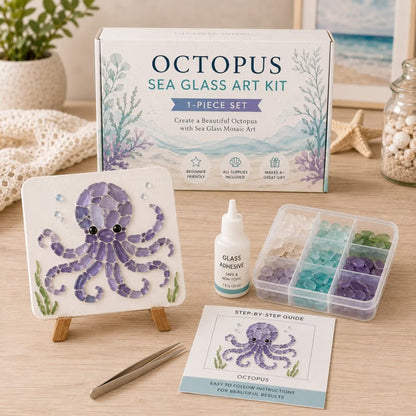 🐋🌊 DIY Sea Glass Mosaic Art Kit – Create Beautiful Ocean-Inspired Artwork with Colorful Glass Pieces