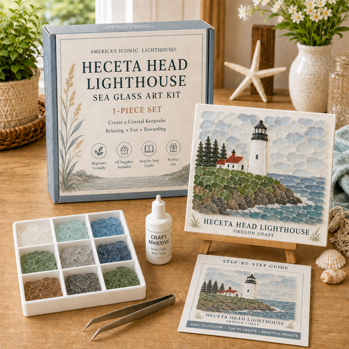 🌊 America’s Iconic Lighthouses Sea Glass Art Kit