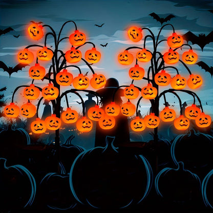 Solar Halloween Pumpkin Lights 20 Led Outdoor Waterproof Garden Pathway Decorations Orange Stainless Steel Stake Lights For Yard Patio Halloween Party Decor String Lights Orange