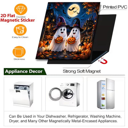 Reusable Halloween-Themed Magnetic Dishwasher Cover – Kitchen Decor for a Spooky Atmosphere