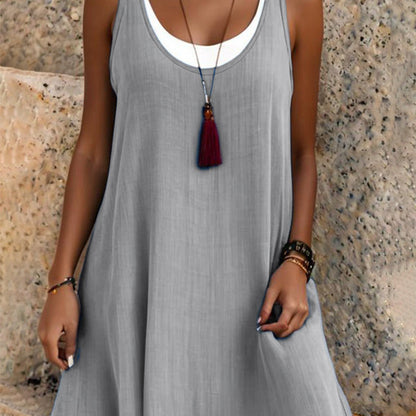 💃Women's Casual Loose Sleeveless Fake Two Piece Tank Dress