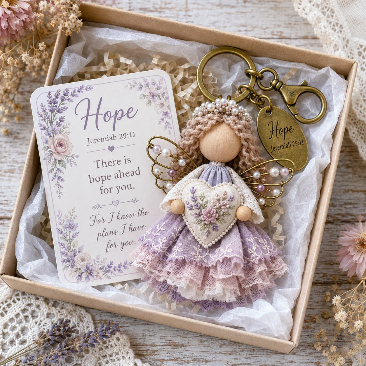 🔥⏳ Last Day 49% OFF – 🪽Inspirational Scripture Keychain Gift Set | Faith Charm, Verse Card & Gift Box
