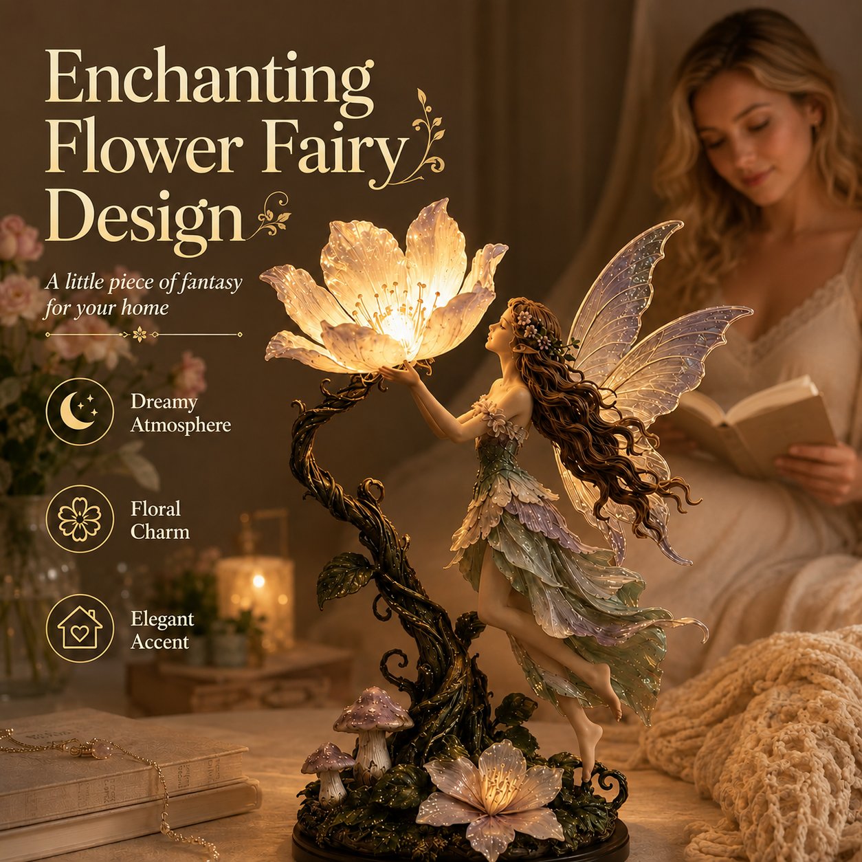 🌙 ✨ Fairy Flower Night Light – Modern Decorative LED Lamp For Cozy Home Space
