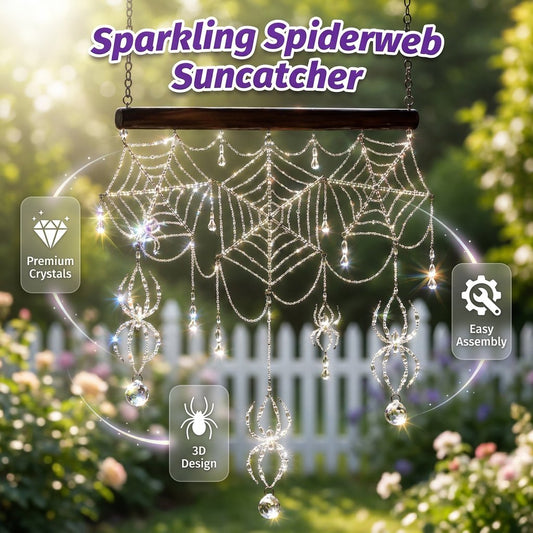 🕷️ Handmade 3D Crystal Spiderweb Suncatcher | Ready-to-Hang Window Decor