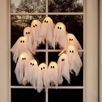 👻 HALLOWEEN GHOST GLOWING WREATH