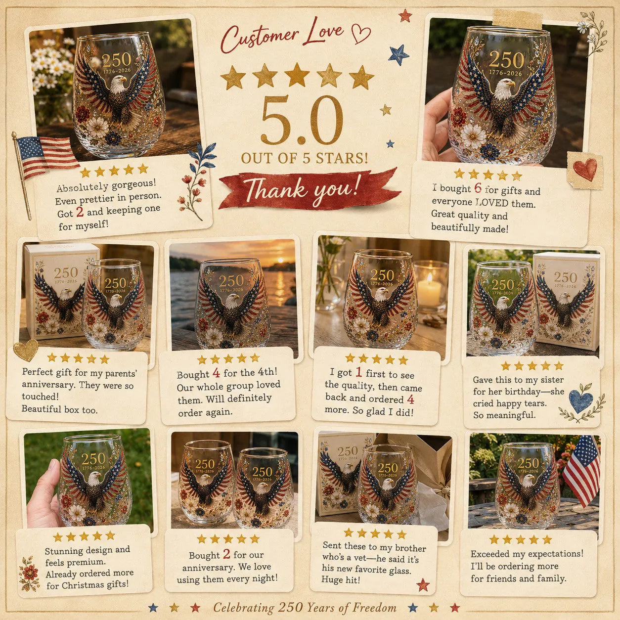 250 Years of Freedom Eagle Tumbler