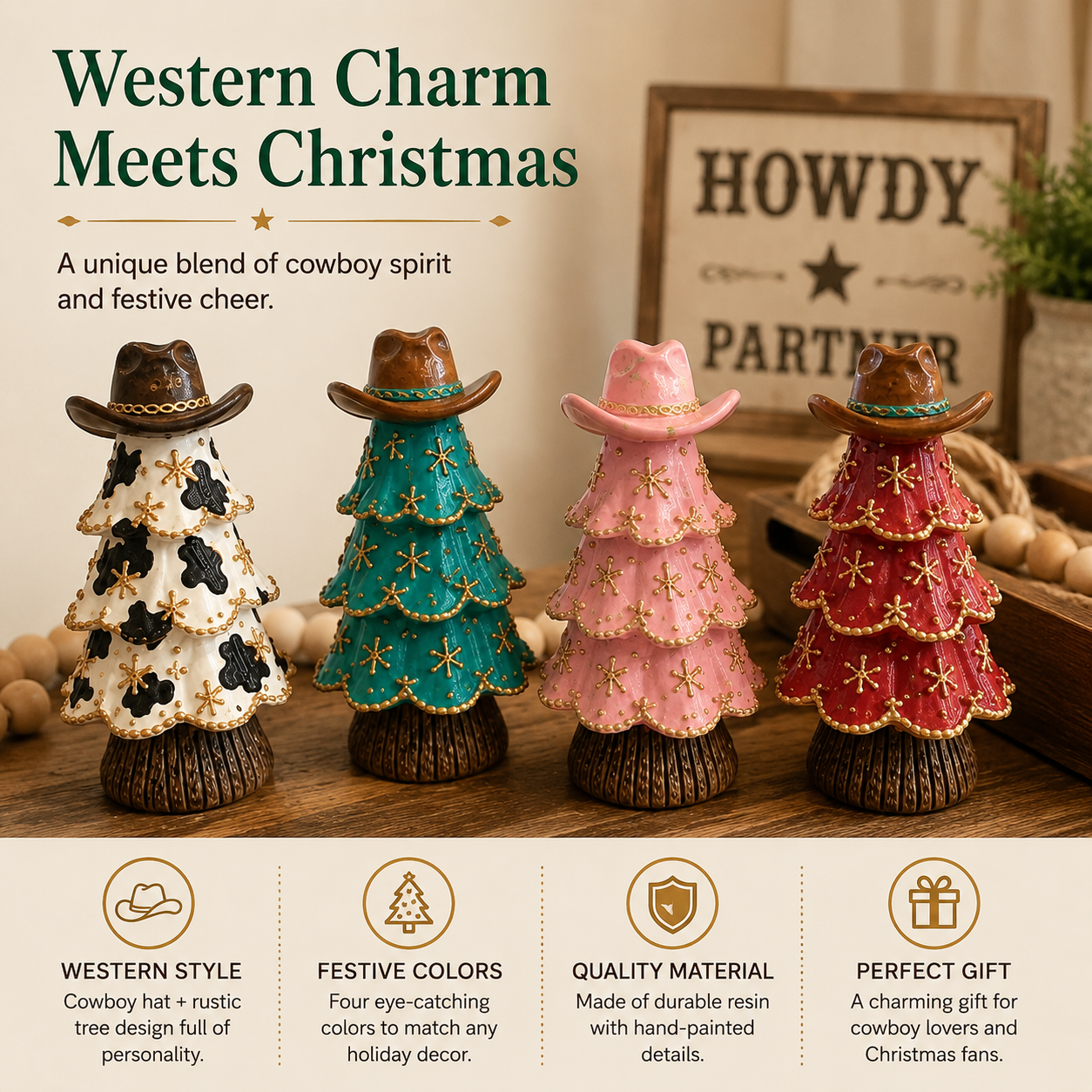 Western Cowboy Christmas Tree Figurines