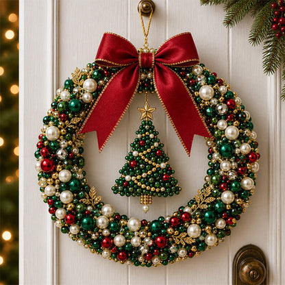 💎🎀DIY Beaded Christmas Wreath Kit – Create Your Own Holiday Door Décor