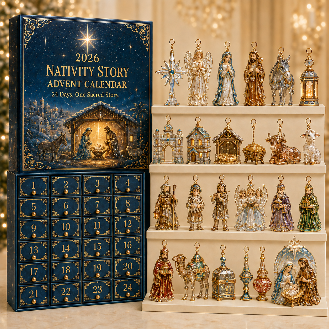2027 Fellime®Nativity Story Advent Calendar – 24-Day Christmas Countdown Ornament Set