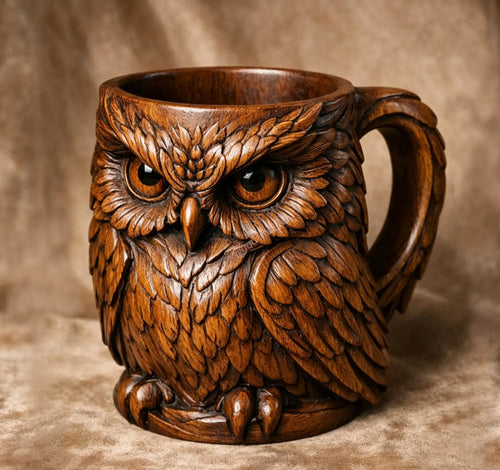 🐯 3D Carved Animal Wooden Texture Beer Mug | Vintage Resin Sculpted Wildlife Drinking Cup