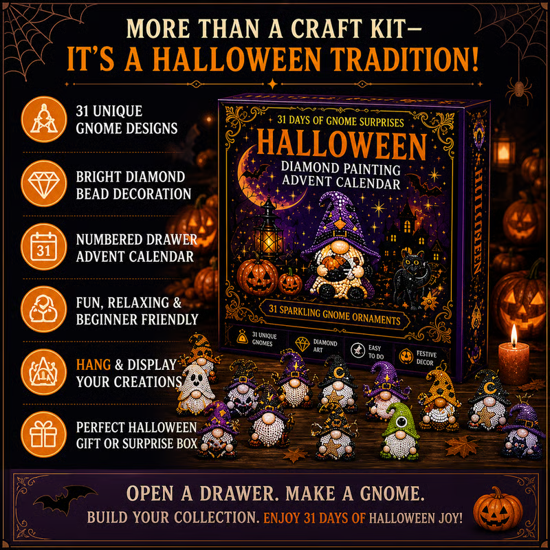🎃✨ 31 Days of Gnome Surprises Halloween Diamond Painting Advent Calendar