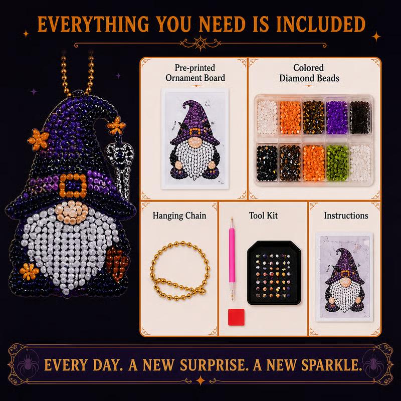 🎃✨ 31 Days of Gnome Surprises Halloween Diamond Painting Advent Calendar