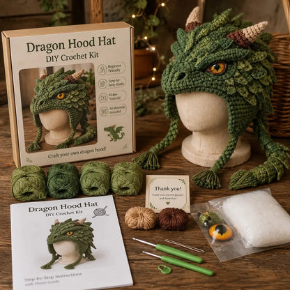 🧵Fantasy Hood Hat DIY Crochet Kit – Create Your Own Magical Wearable Character Hat