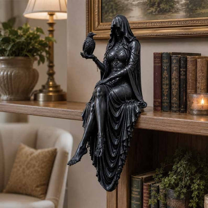 🖤 Gothic Raven Shelf Sitter Statue – A Symbol of Mystery, Wisdom & Dark Elegance