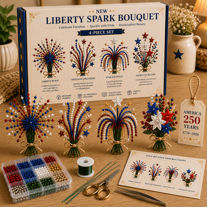 America 250 Beaded Bouquet DIY Kit – Limited Edition Patriotic Craft Collection