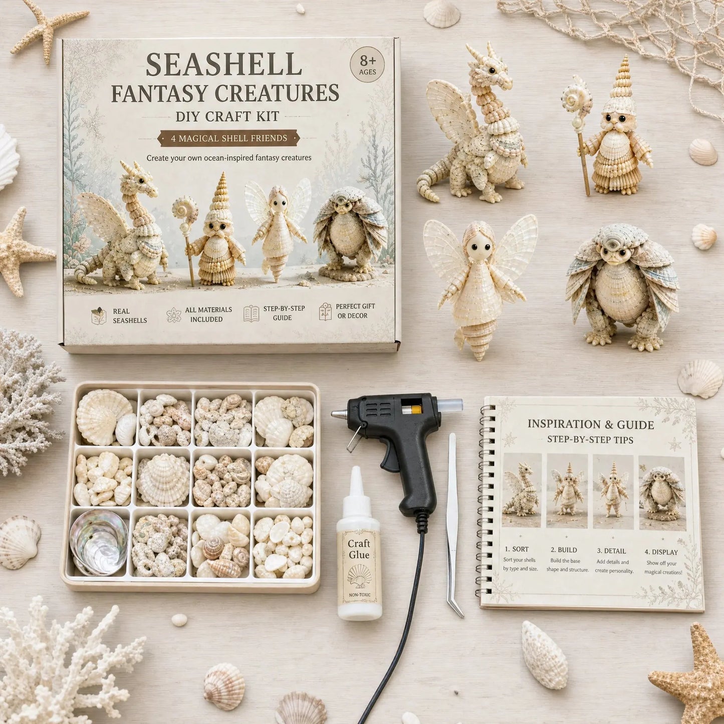 DIY Seashell Craft Kit – Create Ocean-Inspired Shell Figures & Keepsake Decor