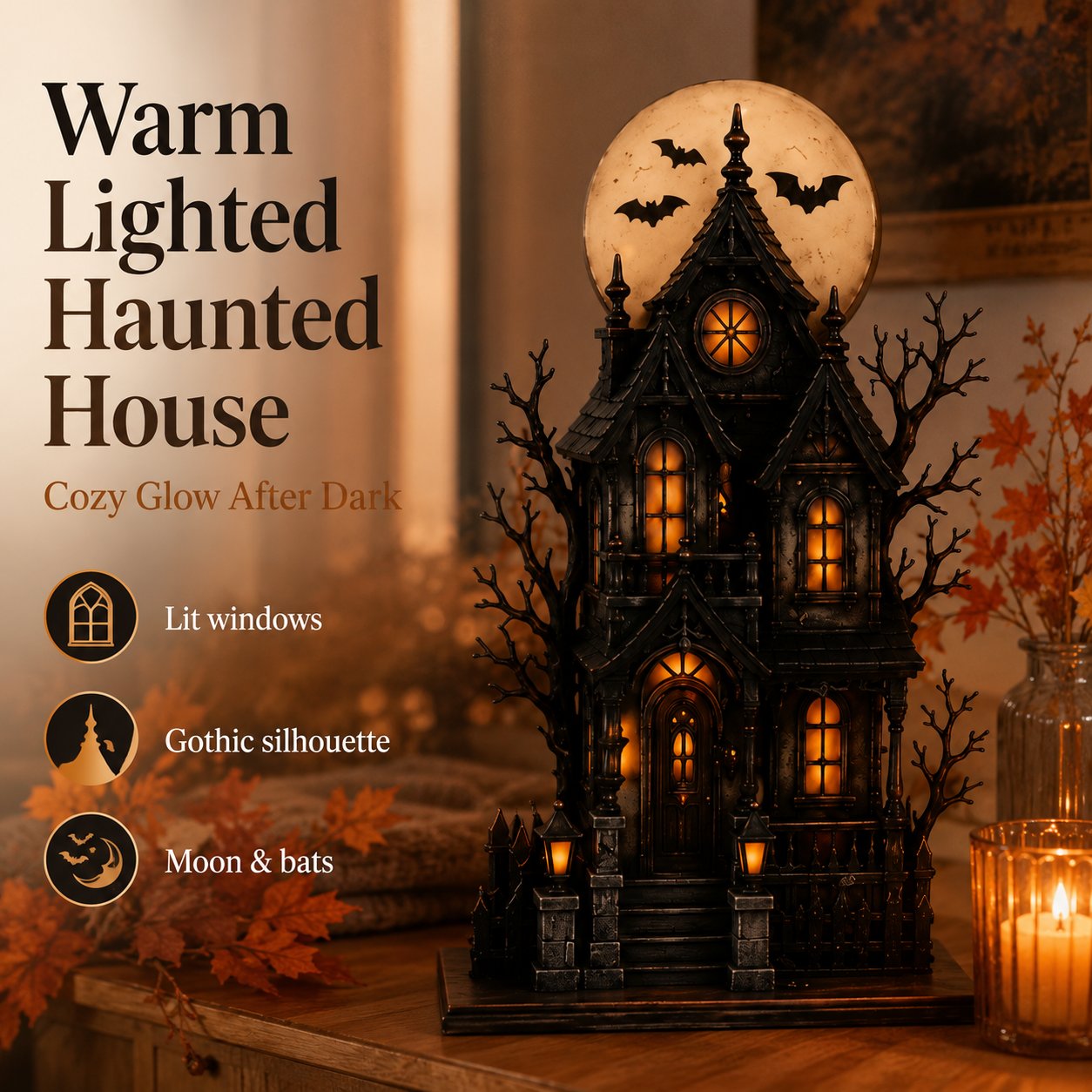 🧙🖤Lighted Halloween Haunted House & Character Figurine Collection