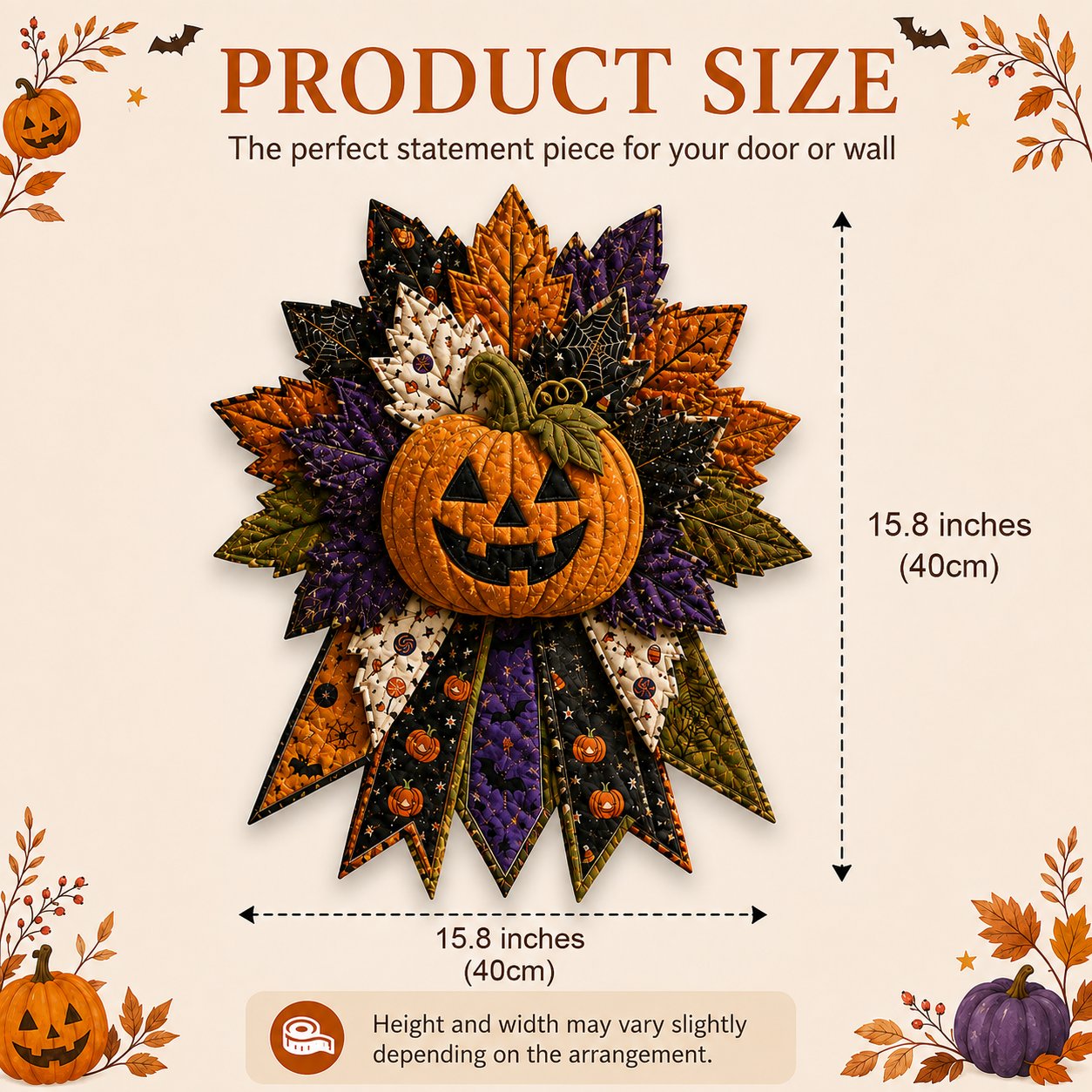 💥DIY Quilted Halloween Pumpkin Door Hanger Kit (✨Beginner-Friendly)