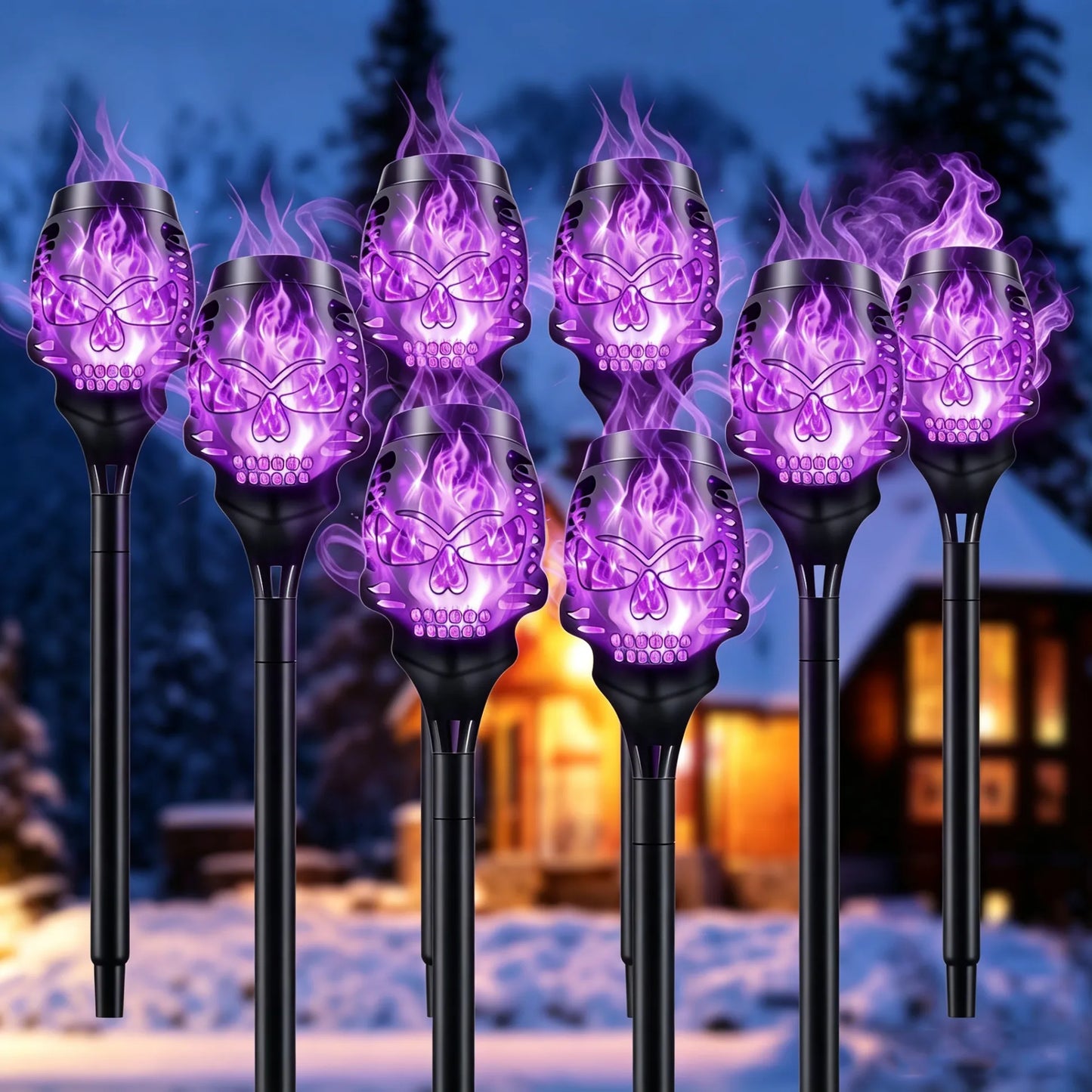 🔥Halloween Early Bird🔥Halloween Solar Skull Flame Lights💀