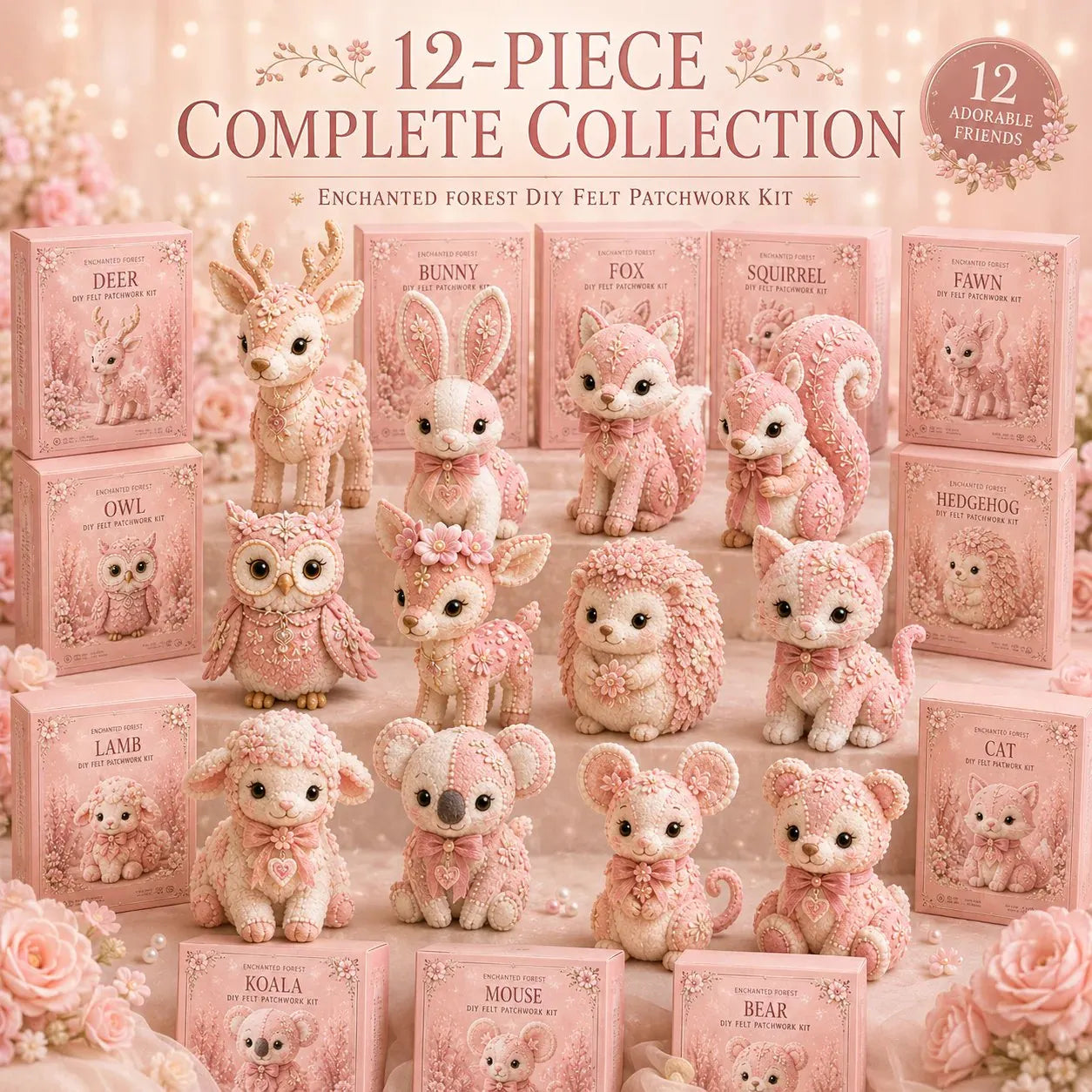 💗Pink Woodland Friends DIY Felt Sewing Kit – Make Your Own Cute Animal