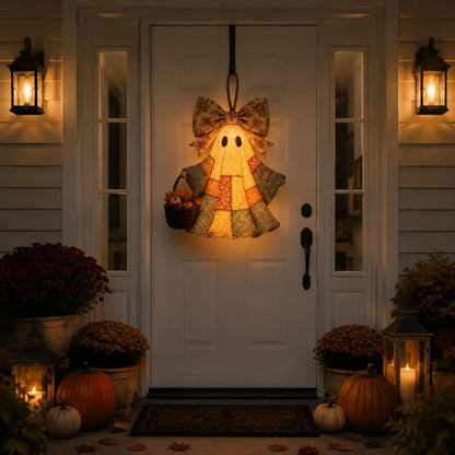 Lighted Vintage Patchwork Ghost Door Hanger