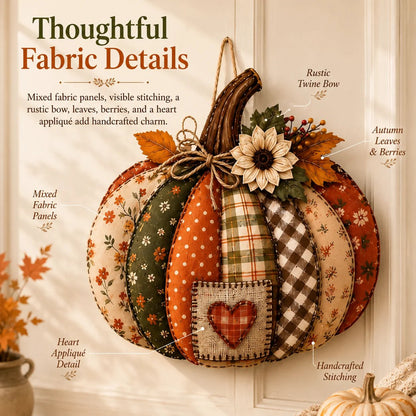 🍂🎃Autumn Retro Patchwork Pumpkin Door Hanging with Lights