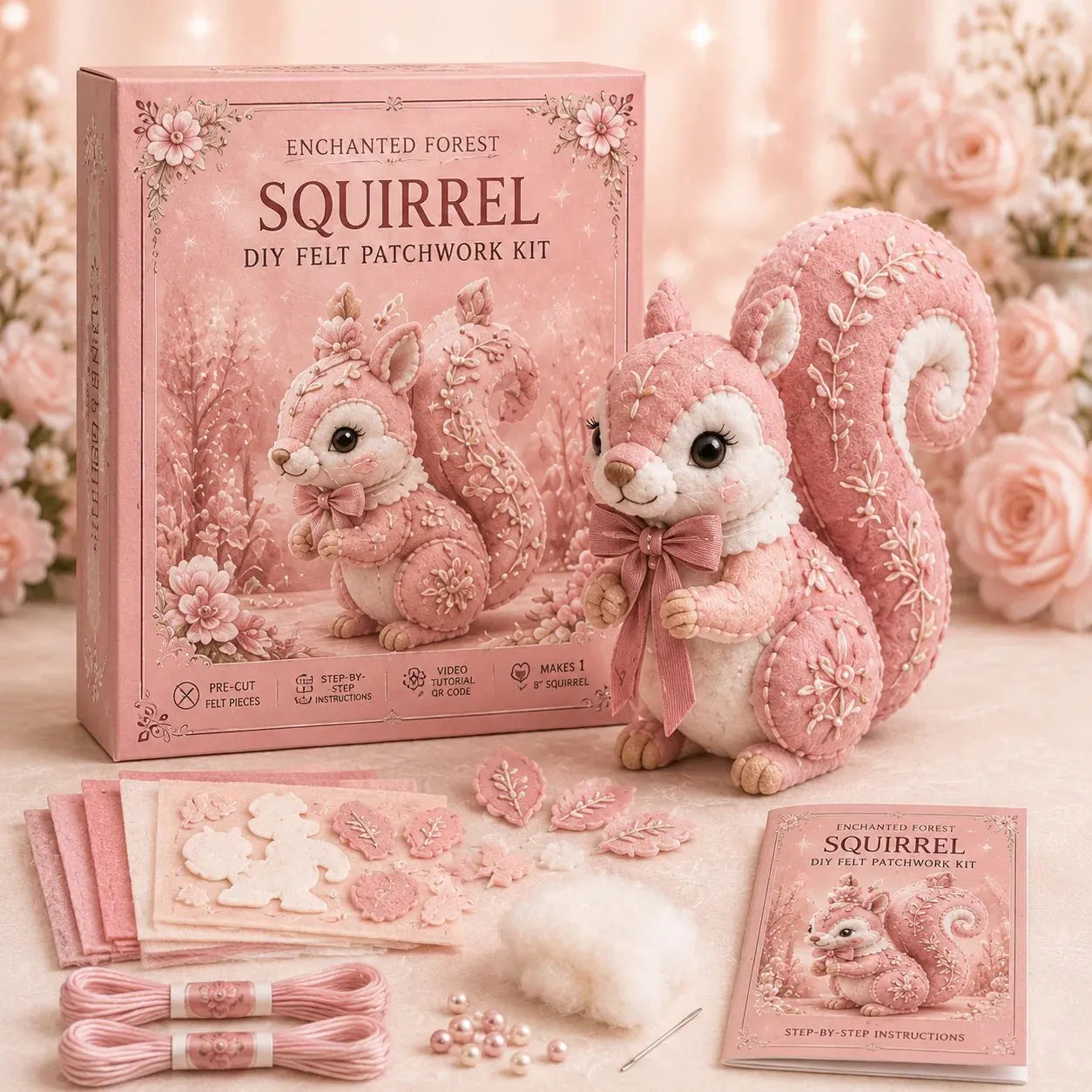 💗Pink Woodland Friends DIY Felt Sewing Kit – Make Your Own Cute Animal
