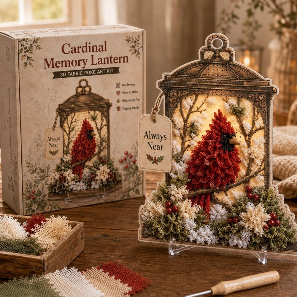 Always Near 3D Fabric Memory Lantern Kit - DIY Bird Poke Art Craft for Beginners