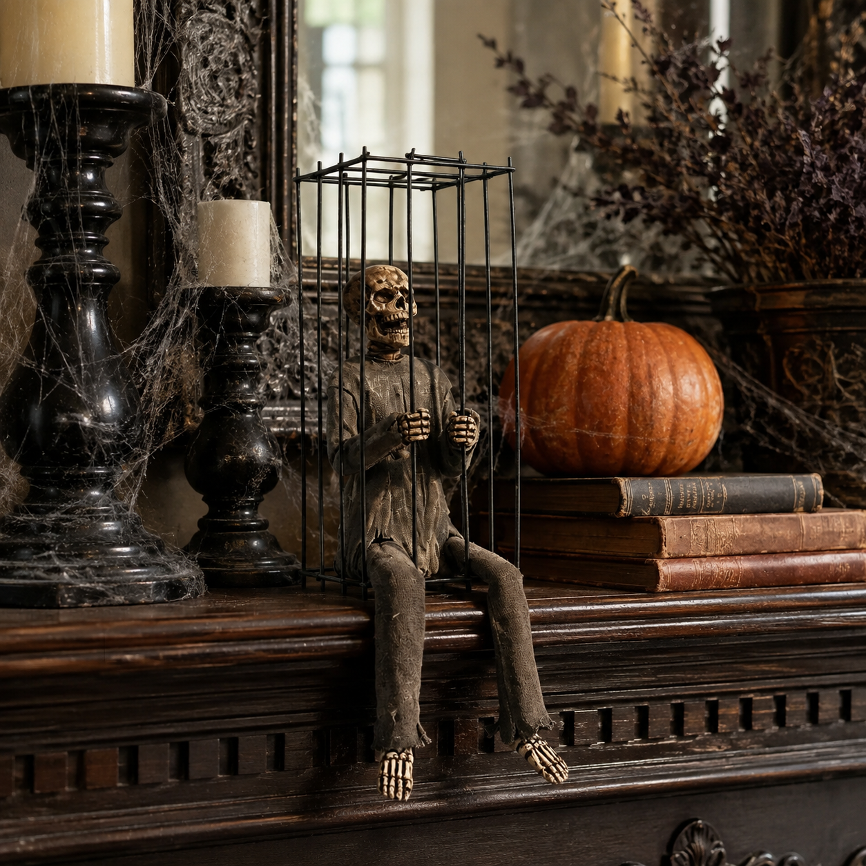 💀The Forgotten Prisoner Caged Skeleton Shelf Sitter