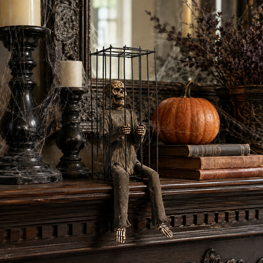 💀The Forgotten Prisoner Caged Skeleton Shelf Sitter