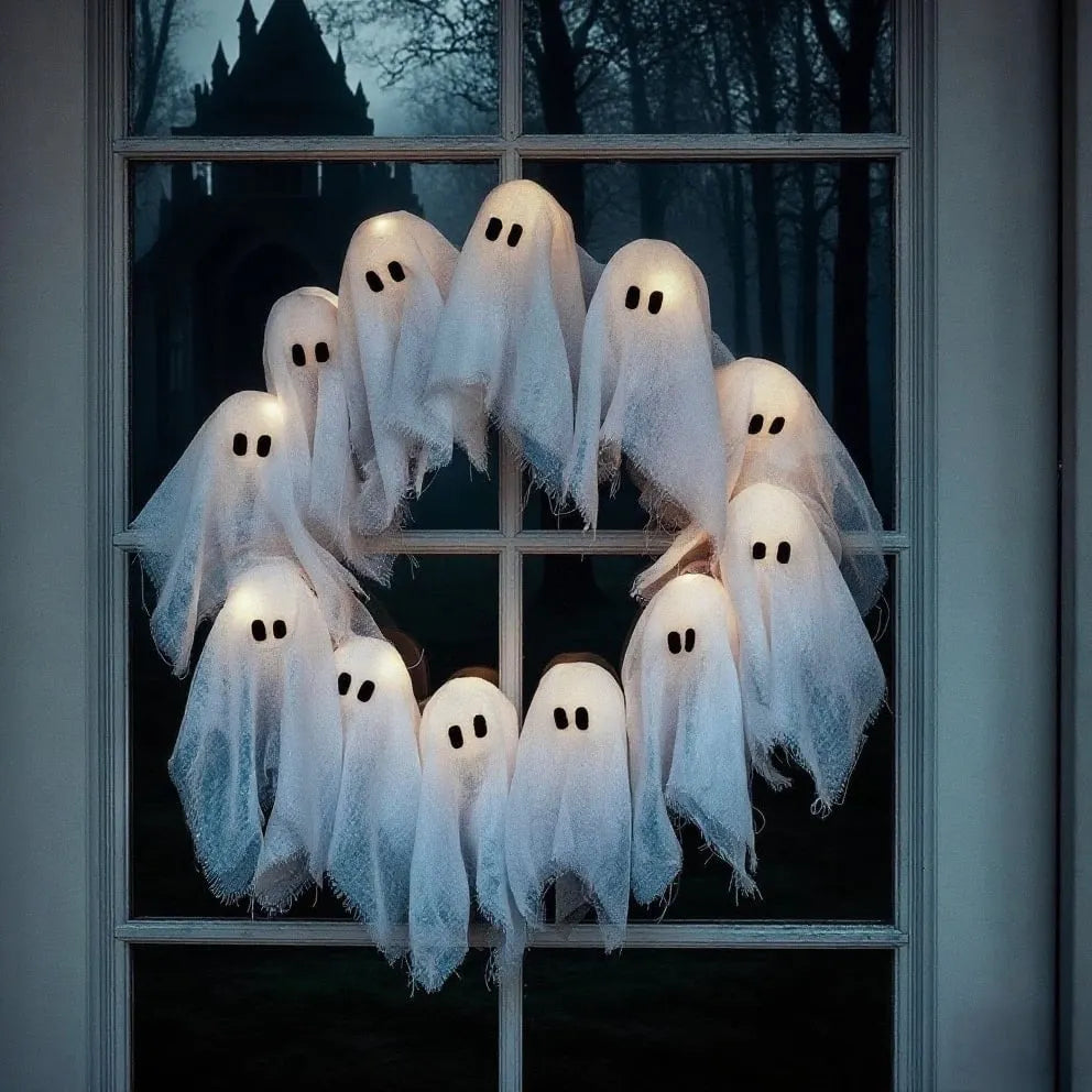 👻 HALLOWEEN GHOST GLOWING WREATH