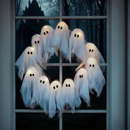 👻 HALLOWEEN GHOST GLOWING WREATH