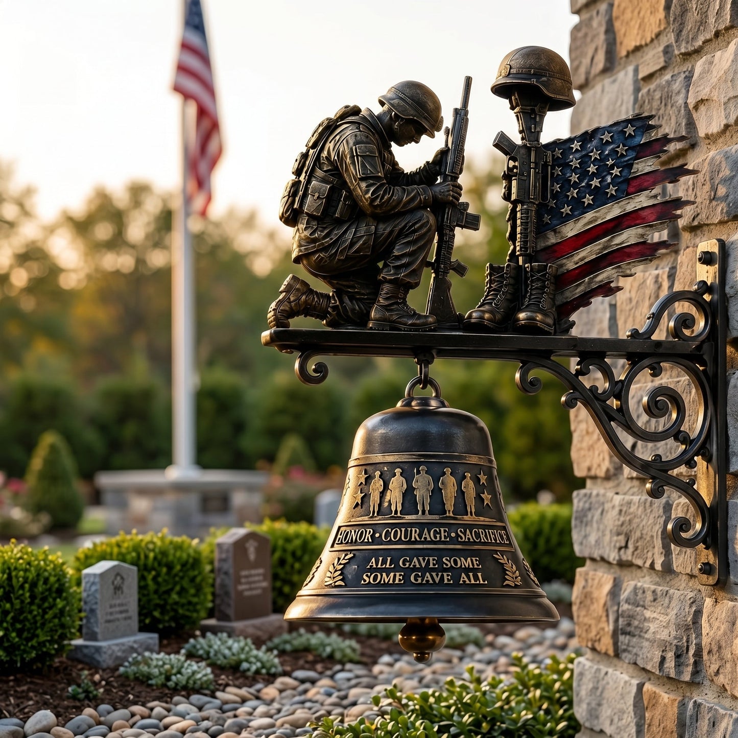 "Honor Courage Sacrifice" Fallen Soldier Wall Bell – A Tribute That Rings Forever