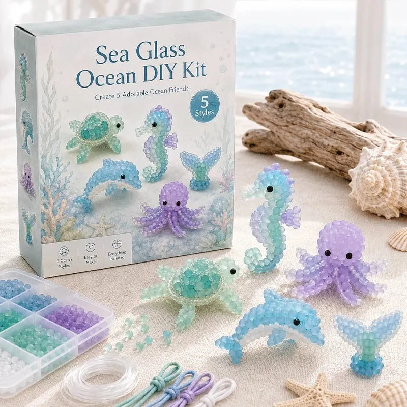 🐳 Frosted Sea Glass-Style Beading DIY Kit✨