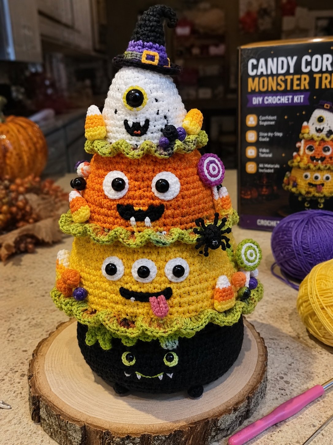 🎃Halloween Tree DIY Crochet Kit | All-In-One Kit for a Layered 7-Inch Spooky Tabletop Decoration 🧶👻✨