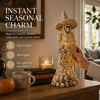 🎃Glowing Skull Witch Halloween Statue | Cozy Spooky Indoor Decor