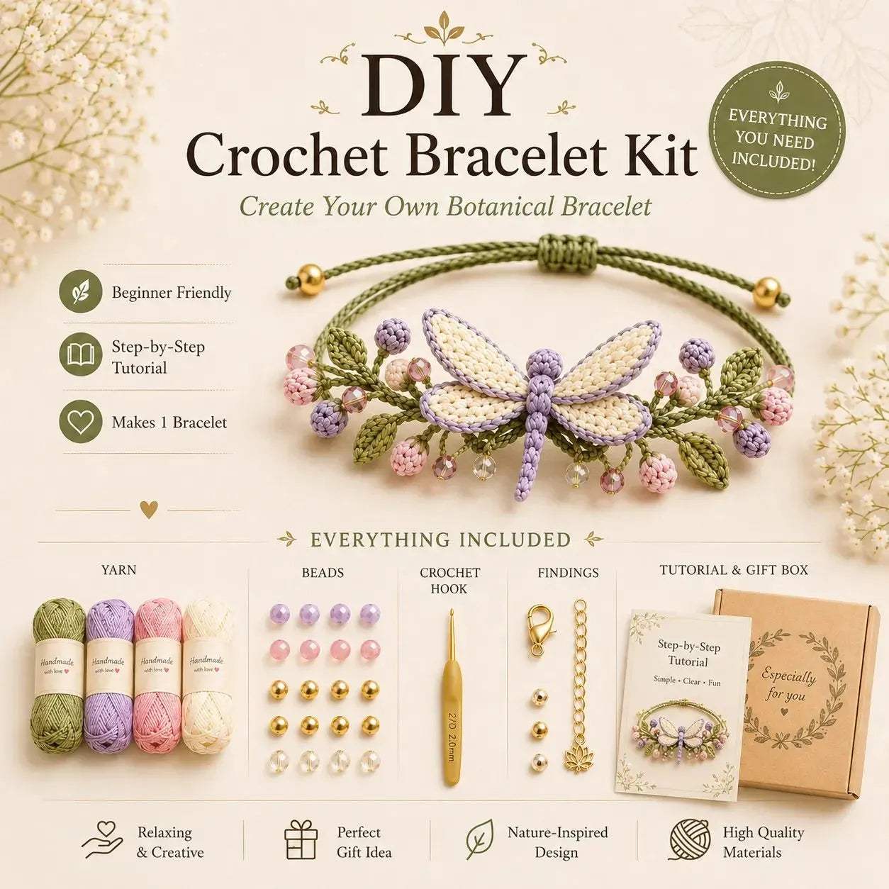 DIY Nature-Inspired Crochet Bracelet Kit