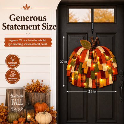 Handmade Patchwork Pumpkin Door Hanger
